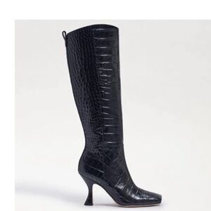 Sam Edelman Adi Knee High Black Croc Boot